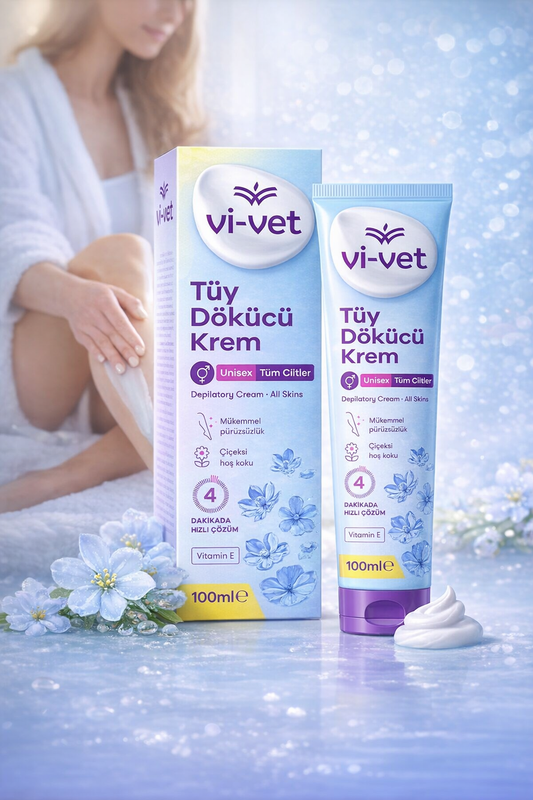 Vi-Vet Tüy Dökücü Krem 100 ml | Unisex Tüm Ciltler İçin – 4 Dakikada Etkili & Pürüzsüzlük